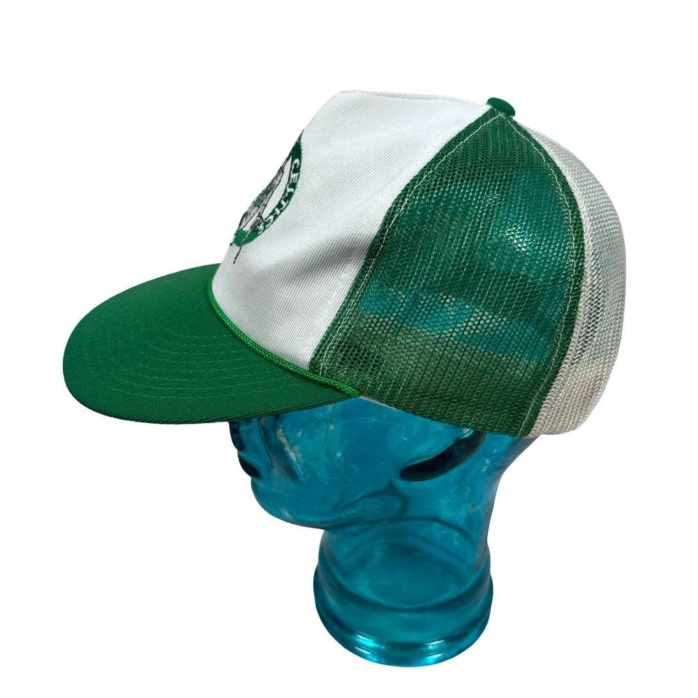 Vintage‎ Supercap Boston Celtics Mesh Rope Trucker SnapBack Hat Green White 80s